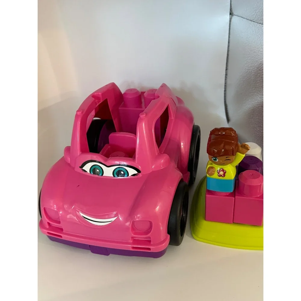 Mega Bloks First‎ Builders Pink Convertible Car Toy Set with Figure and Blocks